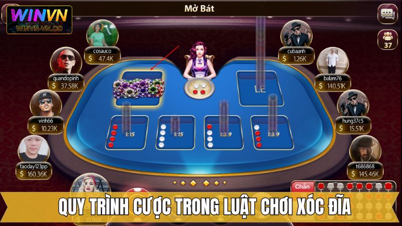 Quy trình cược của ván xóc đĩa điển hình